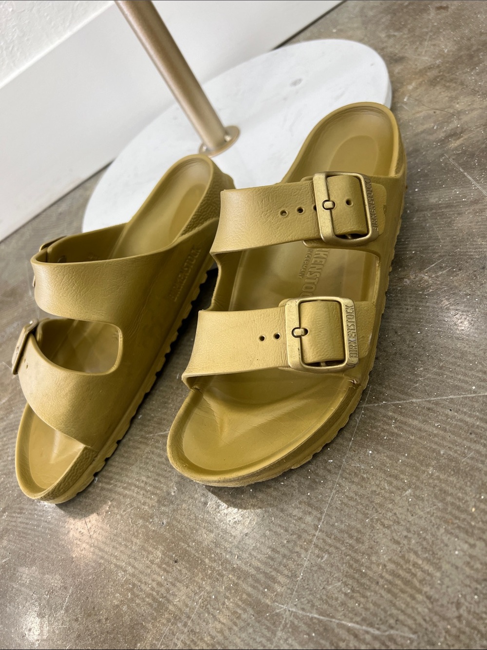 Birkenstock Two-Strap EVA Sandals in gold size 38